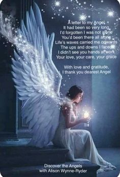 an angel sitting in front of a window holding a lit candle with the words, feel the angels he every gentle touch see the angels in every happy face