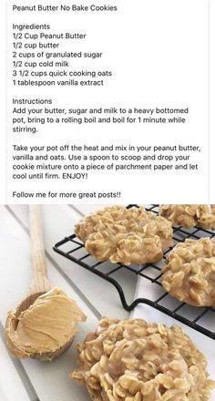 the recipe for peanut butter no bake cookies