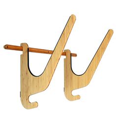 two wooden hooks are attached to each other