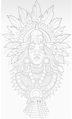 Mexican Aztec Warrior Tattoo, Maya Art Drawing, Aztec Skull Drawing, Aztec Sketch, Hispanic Tattoos, Aztec Warrior Tattoo, Aztec Drawing