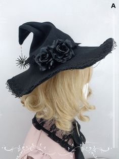 The price is for a hat only, others are not included. Black Witchy Hat With Curved Brim, Black Witchy Brimmed Hat, Black Brimmed Witchy Hat, Witchy Black Brimmed Costume Hat, Black Witchy Brimmed Costume Hat, Black Witchy Costume Hat With Short Brim, Black Brimmed Witchy Costume Hat, Adjustable Halloween Hats, Black Wide Brim Hat For Costume Party