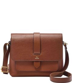 Fossil Kinley Small Fold Over Leather Crossbody Bag | Dillard's Brown Everyday Flap Shoulder Bag, Leather Crossbody Bag For Women, Medium Purse, Everyday Purse Casual, Mom Bags Everyday, Brown Leather Purse, Brown Crossbody Shoulder Bag With Fold Over Clasp, Cross Body Purse, Brown Leather-backed Crossbody Flap Bag