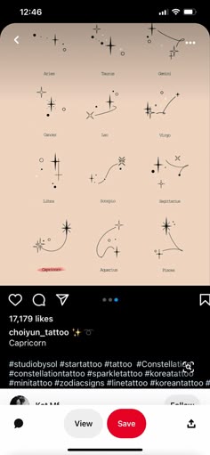 an iphone screen showing the different symbols and directions for tattooing on it's app