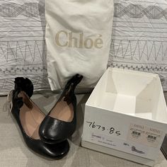 Shoes Are Brand New Never Worn, 100% Leather With Laces Original Box And Dust Bag Included Chloe Ballet Flats, Chloe Flats, Studded Ballet Flats, Glitter Ballet Flats, Metallic Ballet Flats, Black Leather Ballet Flats, Chloe Brown, Ballerina Slippers, Suede Ballet Flats