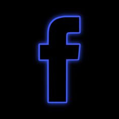 the facebook logo is lit up in blue