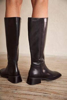 Vagabond Blanca Tall Boots | Free People Vagabond Boots Outfit, Vagabond Boots, Vagabond Shoes, Black Knee High Boots, Black Boots Tall, Tall Leather Boots, Knee High Leather Boots, Classic Boots, Shoe Closet