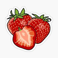 two strawberries sticker on a white background