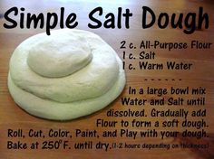 a recipe for simple salt dough is shown on the facebook page, with instructions to make it