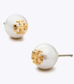 Crystal-Pearl Stud Earring: Women's Designer Earrings | Tory Burch Double Stud Earrings, Tory Burch Earrings, Tory Burch Jewelry, Jewelry Accessories Ideas, Jewelry Essentials, Jewelry Lookbook, Girly Jewelry, Delicate Earrings, Pearl Stud Earrings