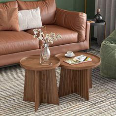 2-Piece Round Coffee Table Set - Add modern design to your living space with nesting coffee tables; comes with 2 nesting tables that easily blend in with your existing decor, whether you prefer a modern or minimalist style. The tables blend well with different furniture styles due to their simple, natural look. Perfect Furniture - Place the round nesting coffee table set in your living room or entertainment area; the perfect size for serving drinks and snacks, or displaying your favorite books,… Different Furniture Styles, Round Nesting Coffee Table, Wood Nesting Tables, Round Coffee Table Sets, Round Nesting Coffee Tables, Different Furniture, Nesting Coffee Table, Drinks And Snacks, Nesting Coffee Tables