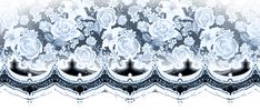 an abstract photo with white roses on black and white stripes in the center, as well as blue lace