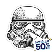 a sticker with the image of a storm trooper