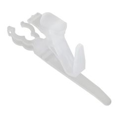 a white plastic toothbrush holder on a white background with clippings to the side