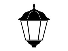 a black and white image of a street lamp on a white background, with the light turned off