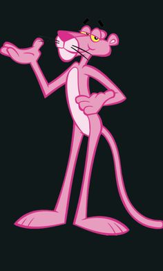 the pink panther cartoon character is pointing at something