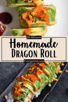 this homemade dragon roll recipe is so easy to make and it's the perfect appetizer for halloween