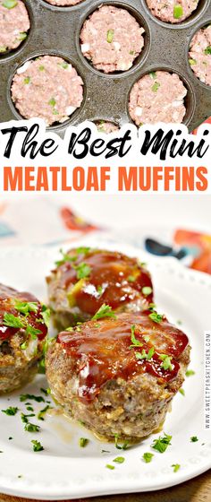 meatloaf muffins with ketchup are on a plate