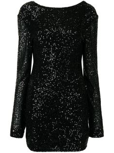 black sequin embellishment open back round neck long sleeves Glitter Dress Long, Black Glitter Dress, In The Mood For Love, Glittery Dress, Black Sparkly Dress, Mood For Love, Catty Noir, Long Sleeve Sequin Dress, 파티 드레스