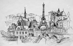 a drawing of the eiffel tower in paris