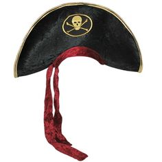 Pirate Skull & Crossbones Velvet Sash Costume Hat Includes: (1) Pirate Costume Hat Size: One Size.  Color: Multicolor. Pirate Skull, Funny Fashion, Pirate Costume, Skull And Crossbones, Costume Hats, Hat Sizes, Party Wear, Black And Red, Velvet