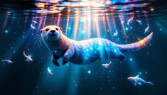 #Celestial Otter #Swimming: A #magical #otter glides through #crystal-clear waters, its body transformed into a living #constellation of #starlight and #dreams #aiart #aiphoto #stockcake ⬇️ Download and 📝 Prompt 👉 https://stockcake.com/i/celestial-otter-swimming_1645266_1207820