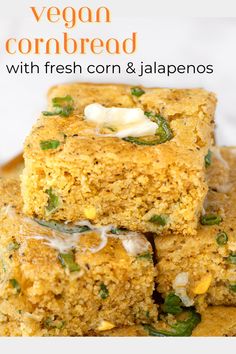 vegan cornbread with fresh corn and jalapenos