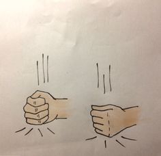 two hands holding each other in the middle of a drawing on white paper with brown ink