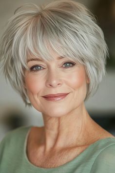 White Hair Styling, Short Haircuts For Women Over 60 With Fine Hair, Angled Bob Hairstyles For Fine Hair, Haircut For Short Neck, Short Hair Styles For Square Faces, Grey Hair Bob Older Women, Wispy Haircut, Bob Hairstyles With Layers