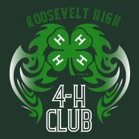 the logo for roosevelt high's 4 - h club, with four clovers