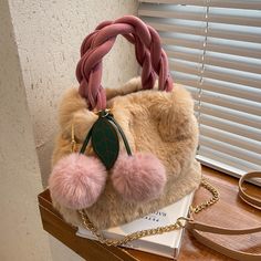 Fuzzy Fluffy Pom Pom Tote Bag on Storenvy Pom Pom Tote Bag, Fuzzy Bag, Cute Messenger Bags, Fluffy Bag, Messenger Handbags, Womens Designer Handbags, Surprise Party, Chain Crossbody Bag, Shoulder Messenger Bag