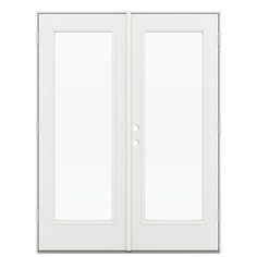 a white double door with glass panels