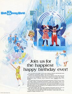 an advertisement for disney world featuring mickey and minnie mouse