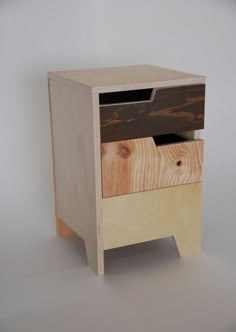 a small wooden cabinet with two drawers