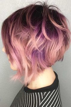 Stacked Bob Haircut Ideas to Try Right Now ★ See more: http://lovehairstyles.com/stacked-bob-haircut-ideas/ Stacked Hairstyles, Pink And Purple Hair, Undercut Haircut, Trendy Haircuts Medium, Ideas Haircut, Gold Hair Colors, Hair Color Rose Gold