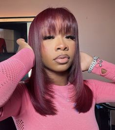 Bob Hairstyles With Bangs Black Women, Dyed Bob Hair, Colored Hair Black Women, Colored Bob, Bangs Color, Brown Hair Men, Dyed Hair Inspiration, Hair Color Light Brown