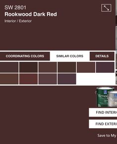 an image of the interior paint color scheme for wood dark red, including brown and white