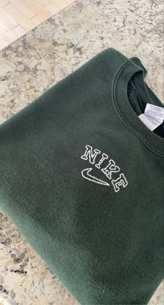 Embroidered Green Sweatshirt, Nike Embroidered Hoodies, Diy Nike Embroidered Sweatshirt, Embrodered Nike, Hand Embroidered Nike Sweatshirt, Nike Crew Neck Sweatshirt, Embroidered Nike Hoodie, Nike Hoodie Embroidery, Nike Embroidered Crewneck