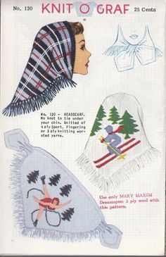 an old knitting pattern for hats and scarves