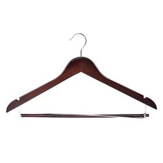 a wooden coat hanger on a white background