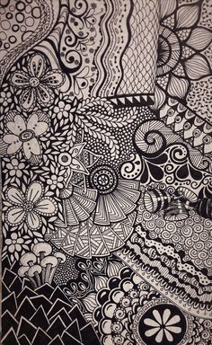 an artistic drawing with black and white ink