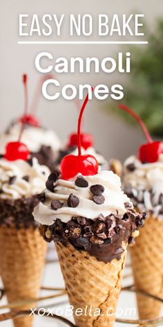 image of no bake ice cream cone cannolis. Ricotta Cannoli Filling, Farm Snacks, Cone Desserts, Cannoli Cones, Cannoli Recipe Easy, Cannoli Pie, Ricotta Cannoli, Cannoli Recipes, Cannoli Desserts