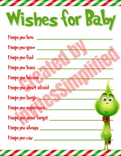 the grinch wish card for baby