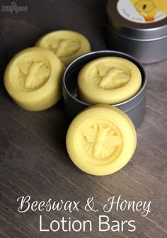 beeswax and honey lotion bars on a table