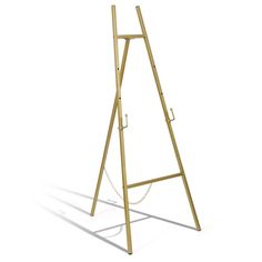 a wooden easel with chains hanging from it's sides on a white background