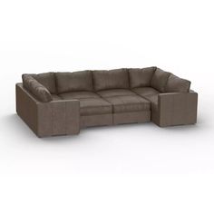 a large sectional couch with two recliners on the back and one end facing each other