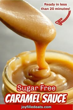 sugar free caramel sauce in a jar