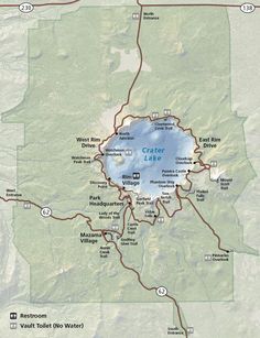 a map of crater lake in yellowstone national park