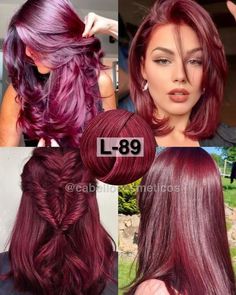 Wine Hair Color, Red Hair Inspo, Hair Color Burgundy, Hair Color Chart, Blonde Hair Shades, Pretty Hair Color, Burgundy Hair