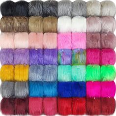 many different colors of yarn are arranged in the same pattern and color scheme, including multi - colored furs