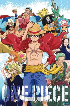 one piece anime poster with all the characters